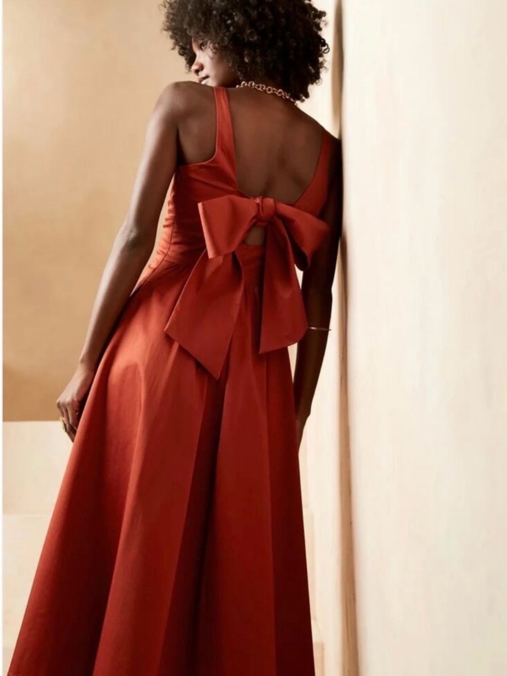 NWT Banana Republic x Harbison Smocked Apron Midi Dress, Sleeveless, Red Clay, 8 - Picture 4 of 16